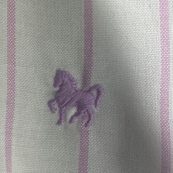 Womens Vintage 70’s Large Cream and Lavender Striped Button Down Shirt - Picture 2 of 9